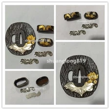 Brass Tsuba Handguard Guard Fuchi Kashira Menuki Samurai Katana Sword Fittings