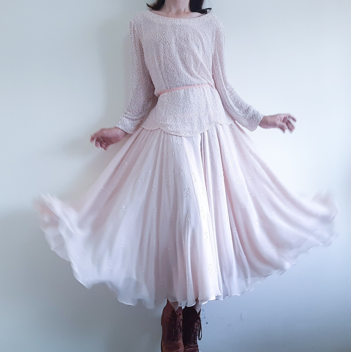 sequin peach dress Discoteca Sequin Dress