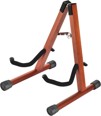 Wooden A-Frame Guitar Stand for Acoustic, Electric & Bass, Portable, Folding