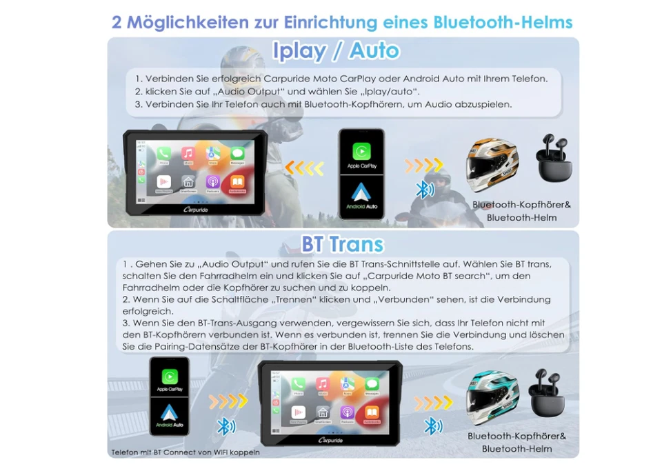 Carpuride Motorrad Navi Carplay Bildschirm W702 CarPlay & Android Auto, 7 Zoll - Bild 3 von 3