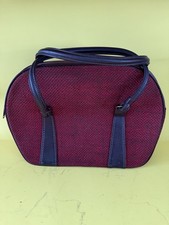 Handbag Savoy Tweed Bowler Handle Purse Red  Black-Vintage