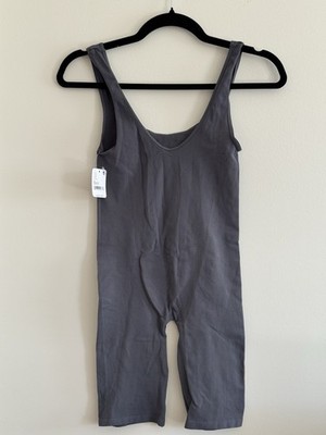 Free People Intimately Gray Sleeveless Workout Bodysuit Scoop Neck XS/S