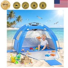 Travel-Friendly Baby Beach Tent with Fan - 190T Waterproof Shade for Summer Fun