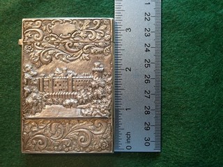 Antique Victorian Nathaniel Mills Sterling Silver Match Safe Case Castle Scene