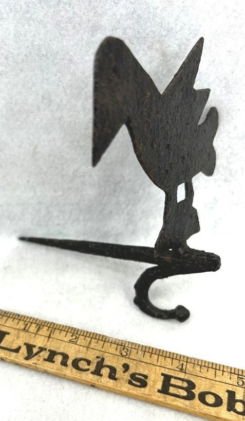 старинный палка колышек крюк железа раннего примитивизма с птицей 18th c подлинный - Изображение 2 из 4