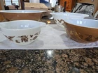 Vintage Pyrex Early American Cinderella Pattern Nesting Bowl Set 444,443,442,441