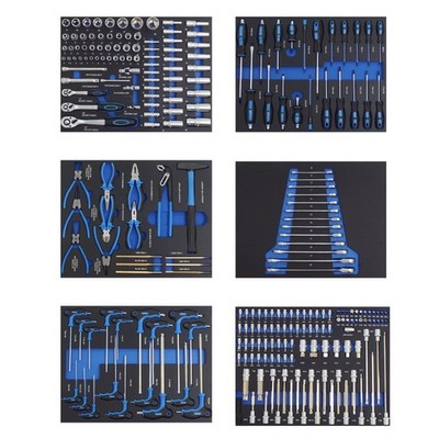 Profi Werkstattwagen Einlagen blau Werkzeugeinlagen 520x400mm bestückt 6 Stück