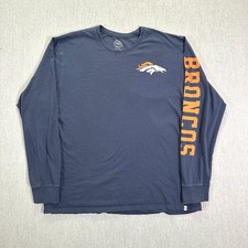 Denver Broncos Long Sleeve T Shirt Men's 2XL Navy Blue 47 Brand NFL Football