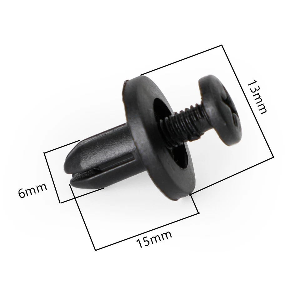 20pcs Fairing Panel Bolt Clip 6mm Plastic Screw Rivets Clips Black For Honda B2 - Image 2 of 4