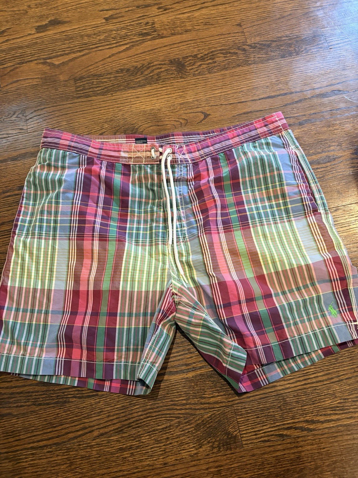 Vintage Polo Ralph Lauren Madras Plaid Swim Trunks Men