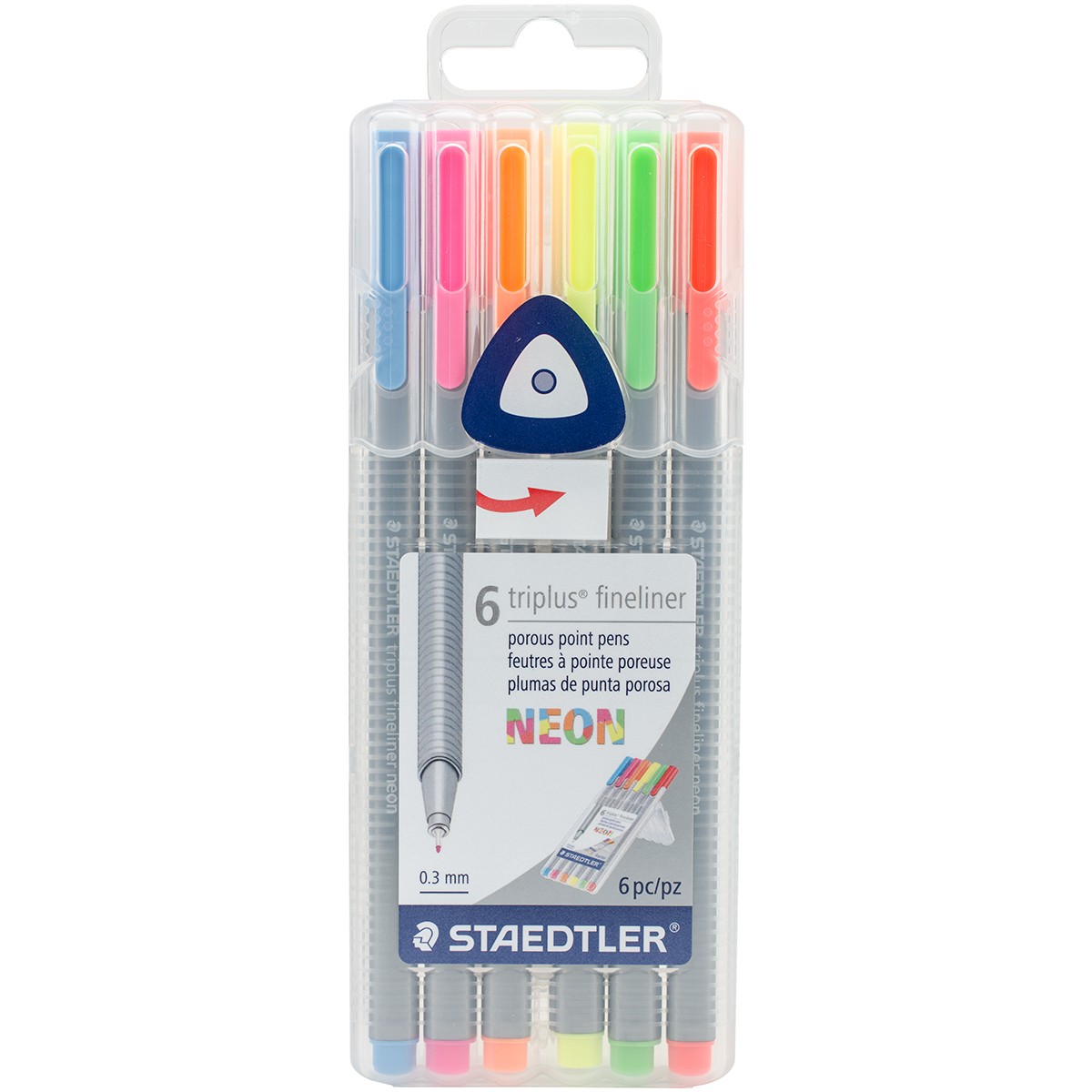 Staedtler SB6NA6 Triplus Fineliner Pens 6/Pkg-Neon