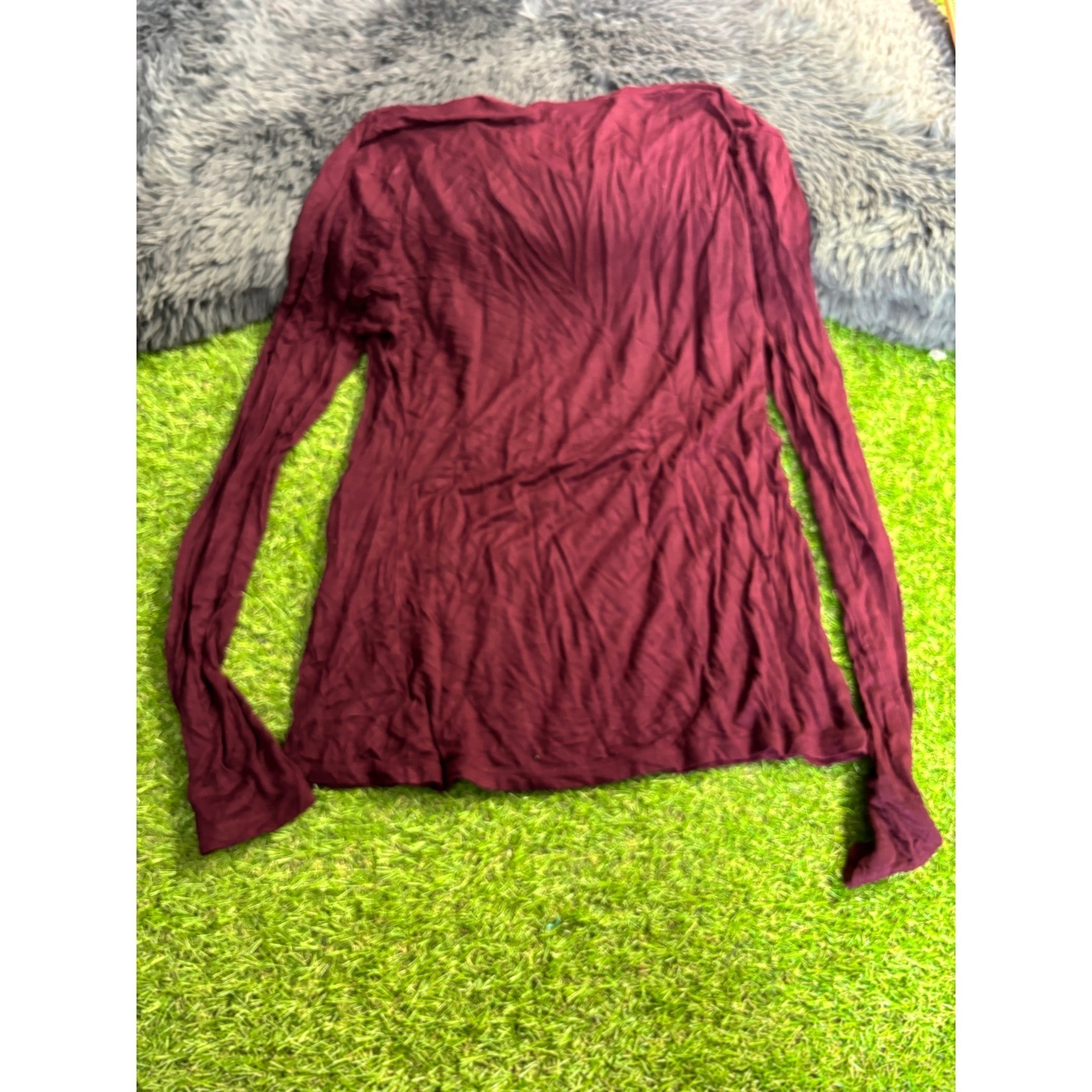 Active Basic Long Sleeve Top Burgundy Fitted Tuni… - image 1