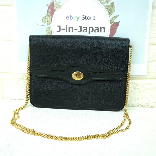 Sac bandoulière chaîne cuir Christian Dior ●LE CROCHET AVANT EST CASSÉ● Occasion du Japon