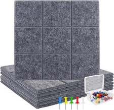 6PCS Felt Tiles 30 x 30 CM Self Adhesive Pin Board with 30 Pins, Large Bulletin