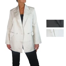 Women's Fully Lined Oversized Satin Blazer Smart Evening Jacket Washable 10-20