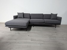 Mid-Century Modern Dark Grey 3 Seater Left Hand Chaise Corner Sofa RRP £1200
