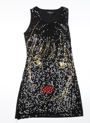 Hoowen Damen schwarzes Trägerkleid Größe 10