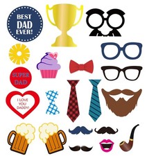21pcs Photo Booth Stick Props for Father's Day Party Decoration