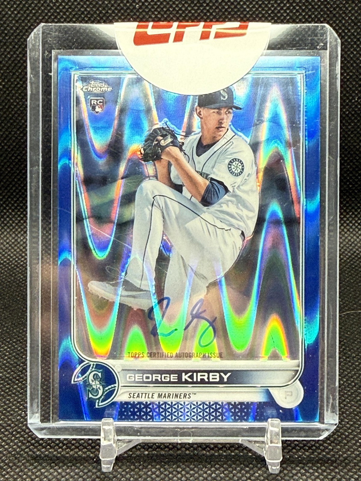 2022 Topps Chrome Rookie Blue RayWave Refractor Auto George Kirby 043/150