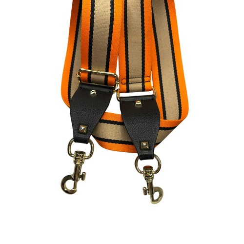 Clearly Woven Crossbody Guitar Bag Strap Orange Striped Webbing
