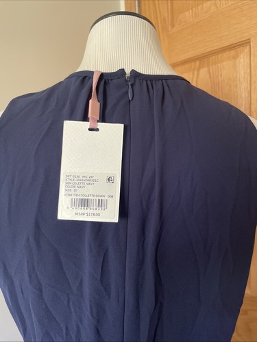 Alex Marie 10 Colette marineblau geraffter Saum abgestuft Taille zum Binden formelles Maxikleid 178 $ - Bild 12 von 23