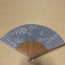 Gray Flower Fan Paper  Bamboo Used, 80cm, Traditional Style