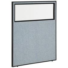 48-1/4"W x 60"H Office Partition Panel with Partial Window Blue