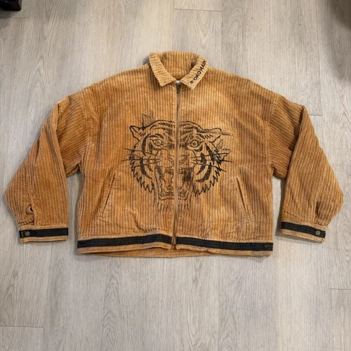 Ryoko Rain Jacket Mens Large Brown Corduroy Full Zip Tiger Streetwear - product listing photo
