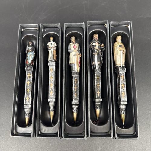 Set of 5 Medieval Crusader Templar Knights Of The Cross Le Fleur Writing Pens