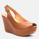 Anthropologie Kork Ease Sarah Womens Tan  Slingback Wedge Peep Toe Sandal Sz 8 — photo 1