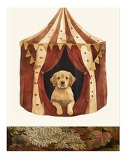 Charmantes Zirkuszelt Hundewandkunst Vintage skurriles Zirkuszelt Wal