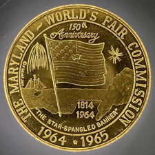 1964 Frederick MD Worlds Fair Commission Francis Key Scott Foundation Token 34mm