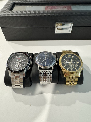 Fashion Luxury Watches Set Of 3 - Michael Kors, Hugo Boss And Emporio Armani
