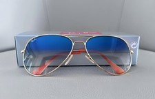 RAY-BAN RB3025 Aviator Sunglasses Gold Frame 58mm Gradient Blue Lens