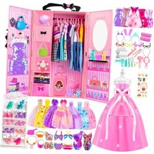 137 Pcs Doll Clothes and Accessories with Closet for 11.5 Inch Doll,Included