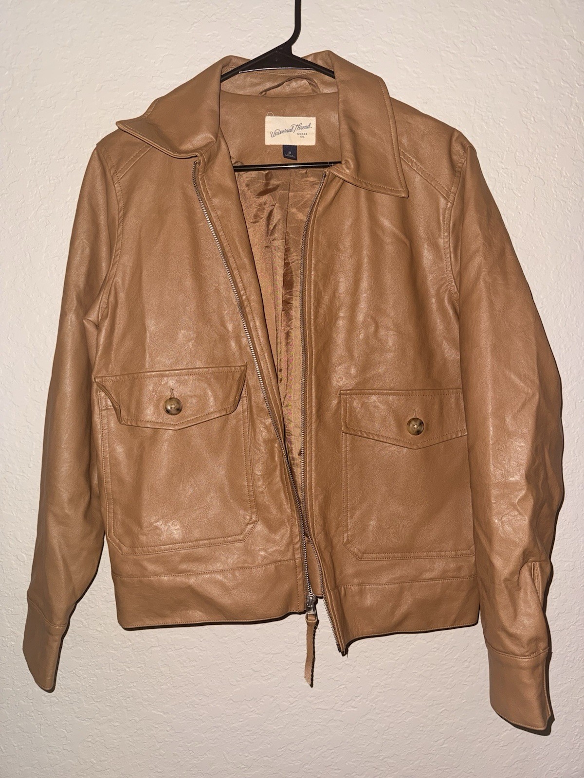 Universal Thread Women's Faux Leather Moto Jacket Size M Brown