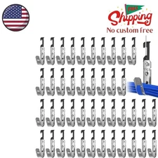 50 Pcs J Hooks for Hanging, 3/4-inch Cable Hangers with Bat Wing Clips