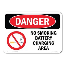 No Smoking Battery Charging Area ANSI Danger Sign Metal Plastic Decal