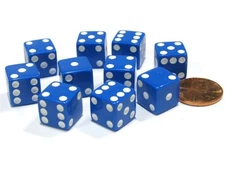 Set of 10 Six Sided D6 12mm Dice Die Squared RPG D&D Bunco Board Game Blue