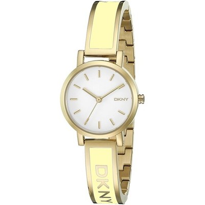 DKNY Soho NY2358 Quartz Ivory Gold Tone Bangle Bracelet Womens Dress Watch