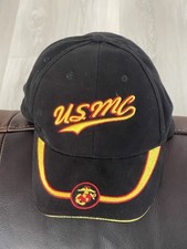 Vintage 90s USMC United States Marine Corps Sun Faded Adjustable Back Black Hat