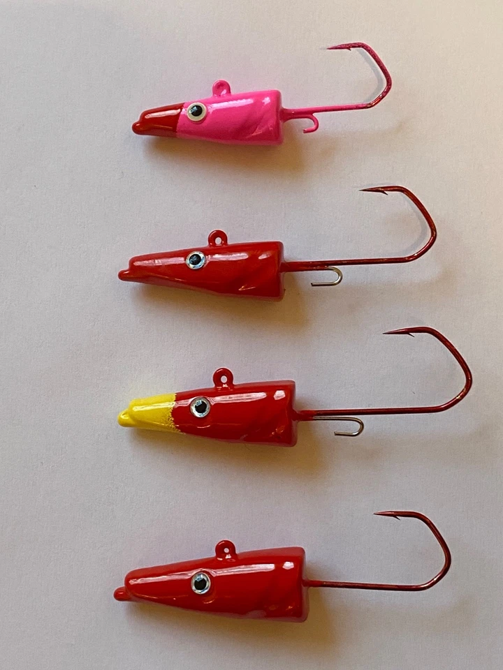 Eel-Head Jigköpfe 30-60g Mehrfarbig mit 3D Augen VMC 5150 Haken Größe 4/0 - 6/0