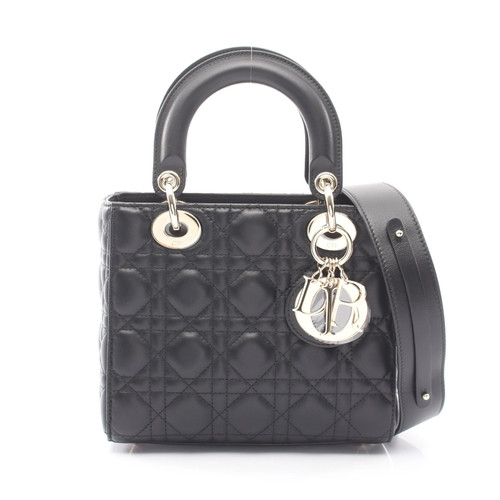Christian Dior Lady Dior My ABCDior 2WAY Handbag Black Leather #RCB9750