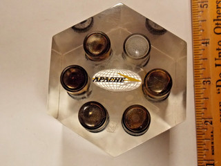 Apache Oil Lucite Hexagon Paperweight 6 Crude Oil Samples