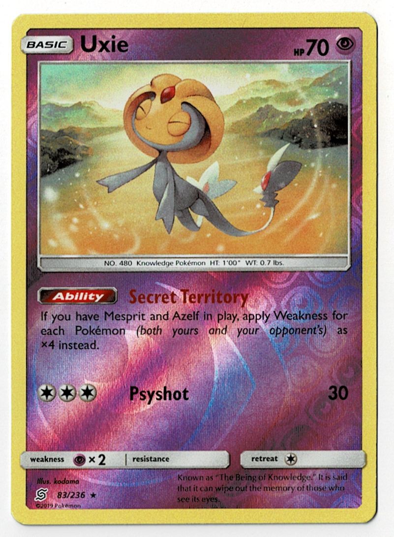 2019 SM - Unified Minds Uxie Reverse Holo Holo Rare #83/236