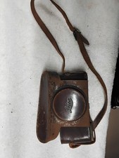 Vintage Leica Leather Camera Case w/ Strap Lens Cover Brown