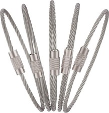 10Pcs. Wire Keychain Cable Large Stainless Steel Key Ring Loop Holder Heavy Duty