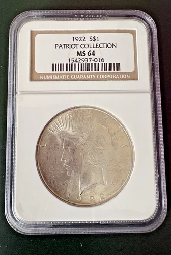 1922 Peace Dollar S$1, NGC MS-64, Patriot Collection