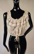 VICTORIAN 19TH C CAMISOLE TOP W LACE INSERTION