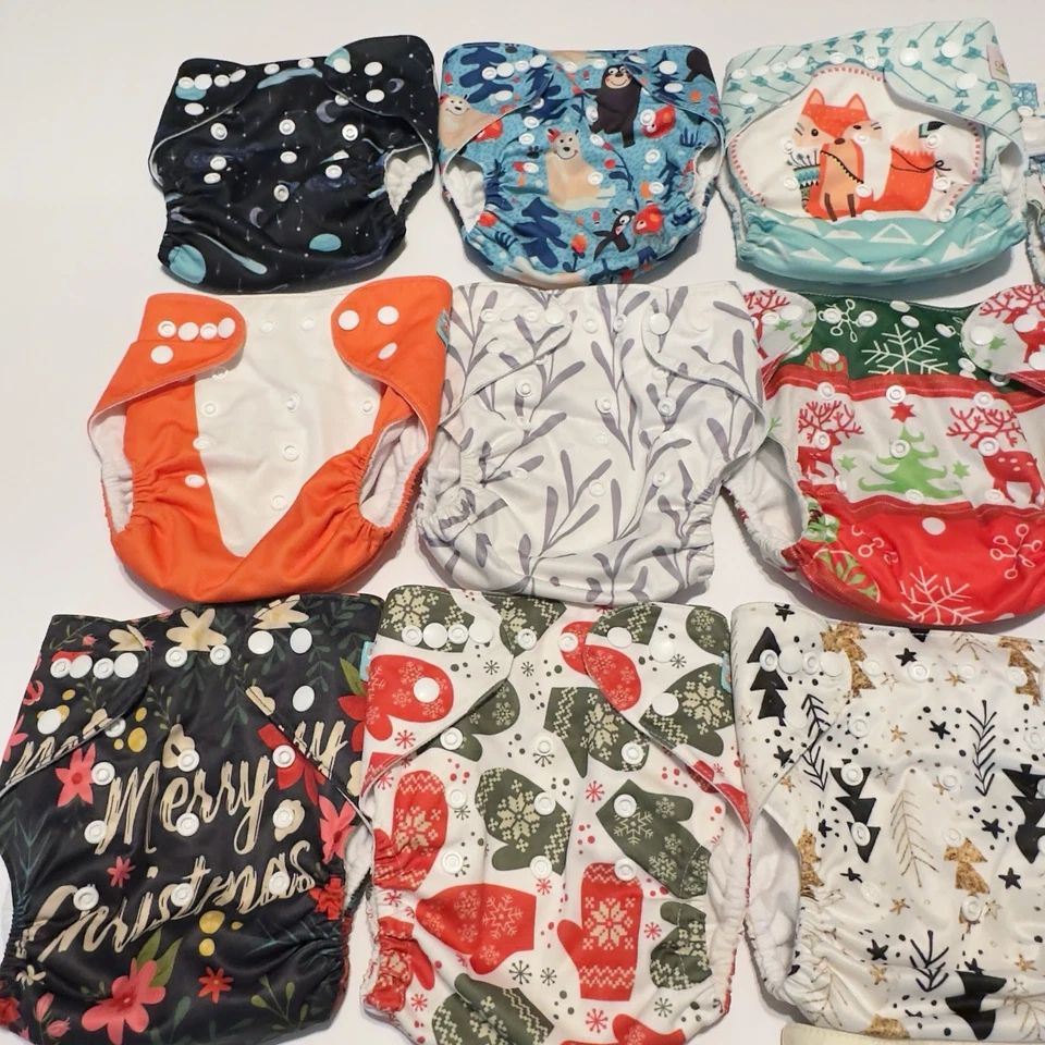 Lot Of 14 ALVA Baby Reusable Cloth & More Diapers & 21 Inserts - Image 2 of 4